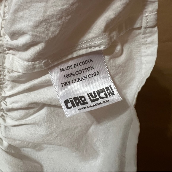 Ciao Lucia | Tuva Top Peplum Ruffle Crop Top Smocked Tank Cotton White Size S - Picture 12 of 12